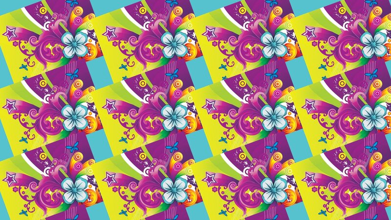 Colorful Floral Pattern — Purple, Vibrant, Digital Art