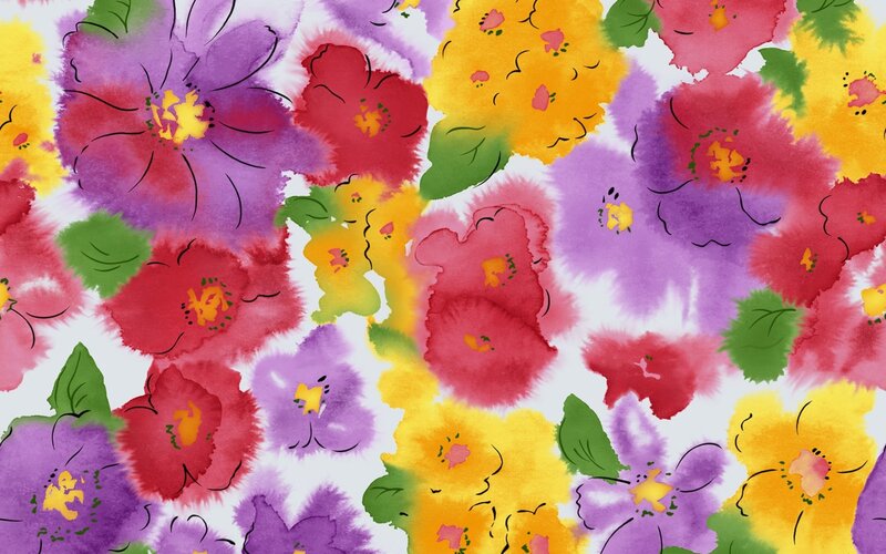 Colorful Floral Pattern — Purple, Vibrant, Illustration, Flowers