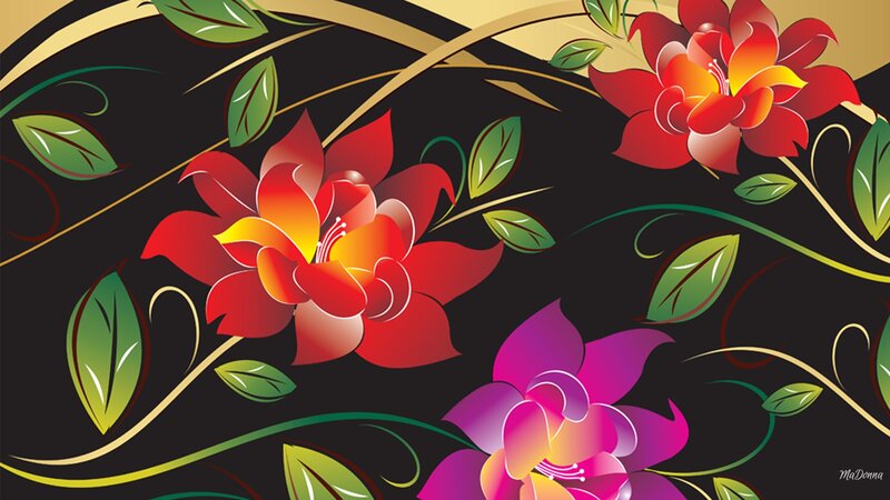 Colorful Floral Pattern — Red, Ornate