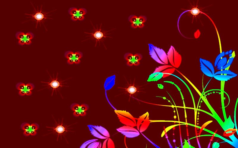 Colorful Floral Pattern — Red