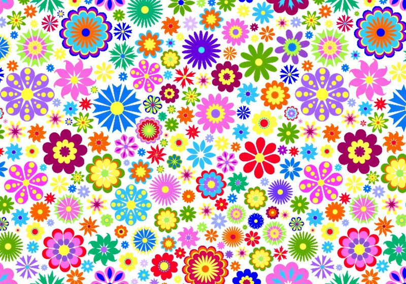 Colorful Floral Pattern — White