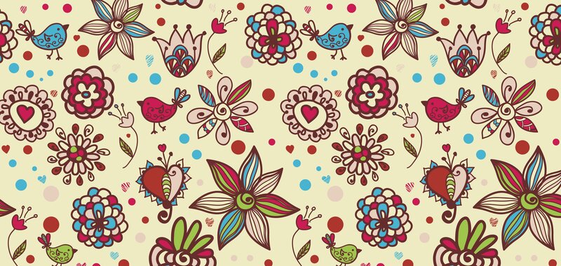 colorful floral pattern with birds