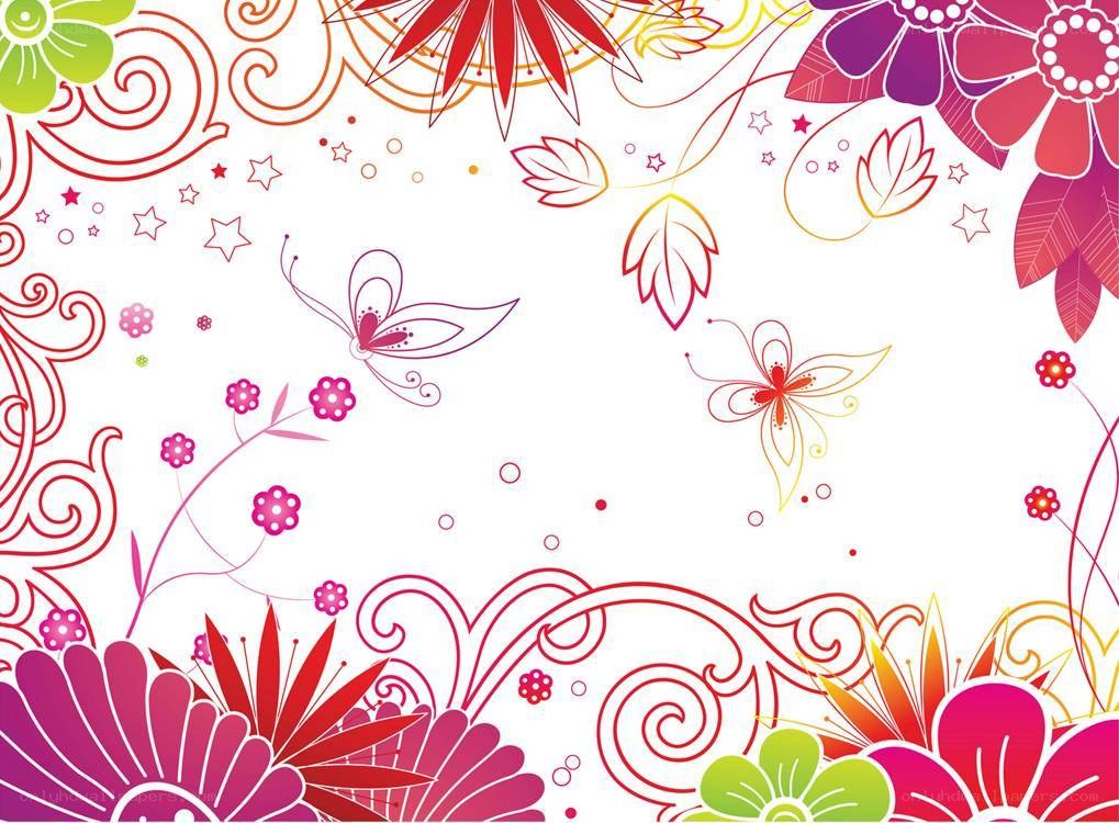 colorful floral pattern with butterflies