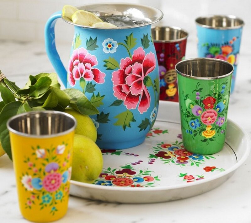 Colorful Floral Pitcher Set