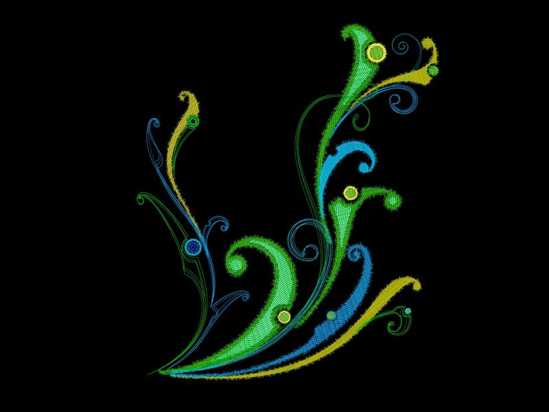 Colorful Floral Swirls — Green, Vibrant, Digital Art