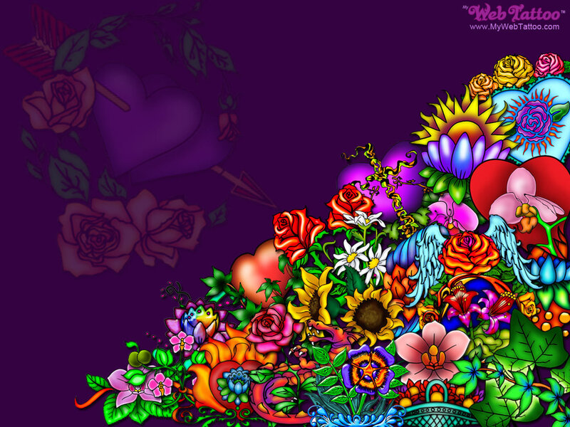 colorful floral tattoo design
