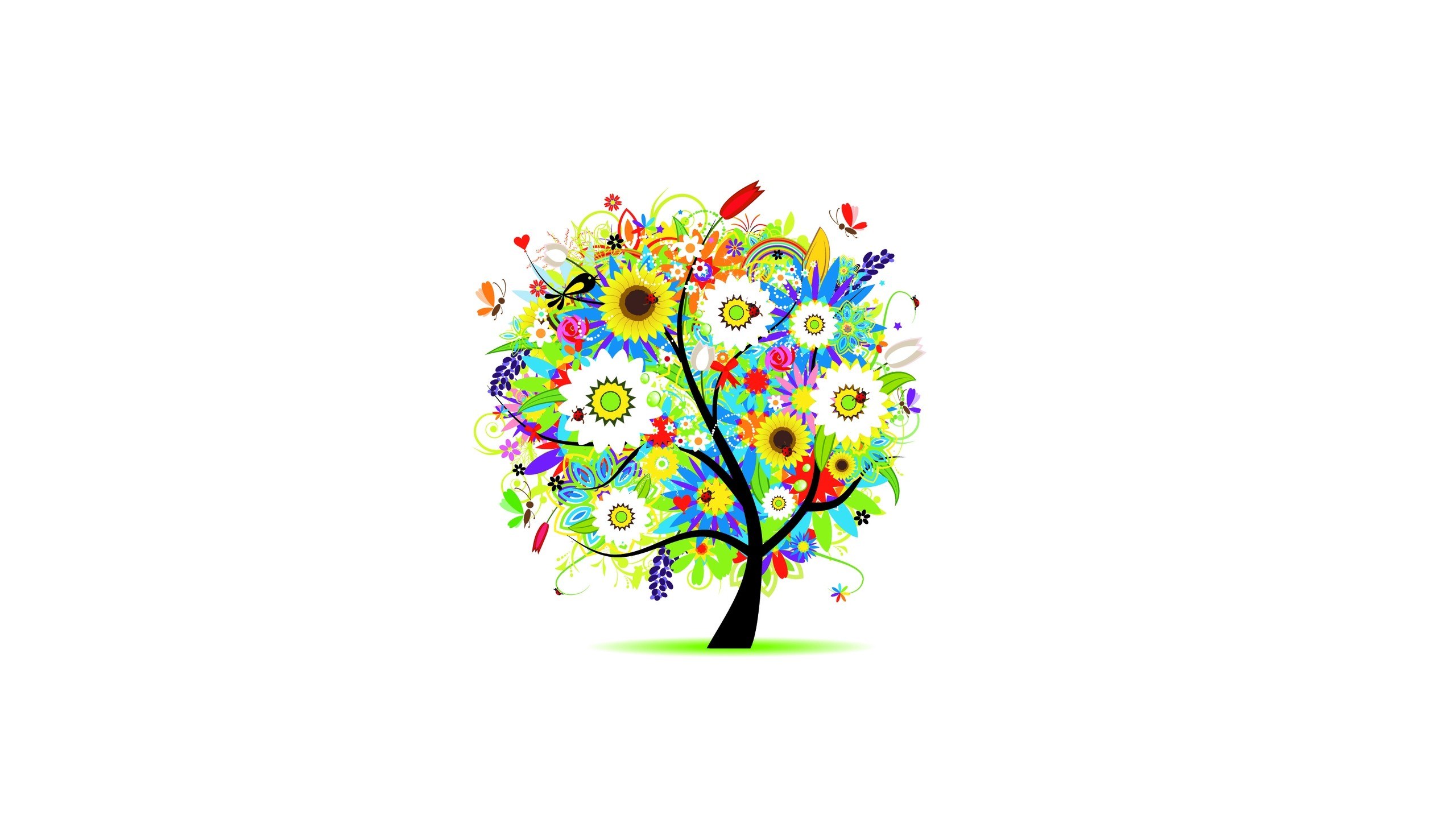 colorful floral tree art