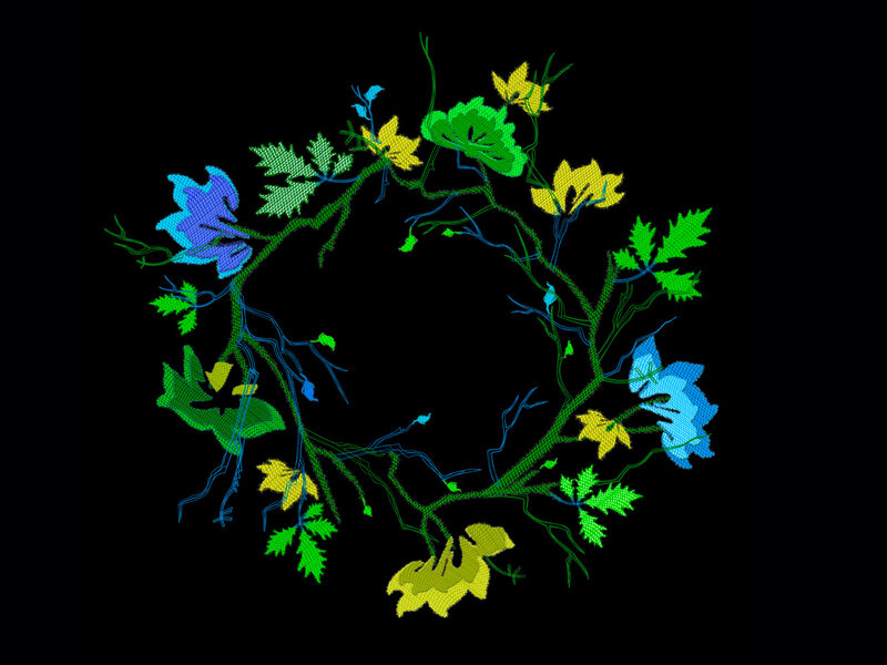 Colorful Floral Wreath — Green