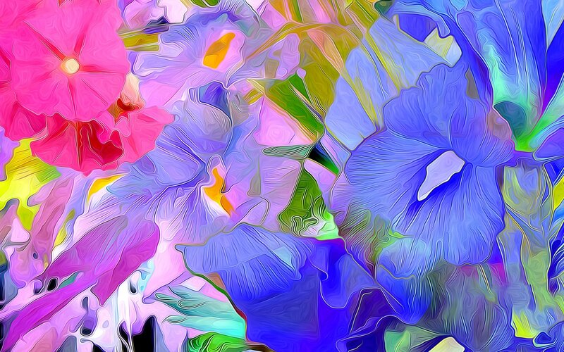 Colorful Flower Abstract — Blue