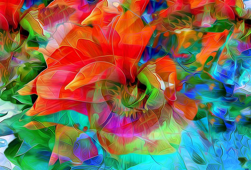 Colorful Flower Abstract — Red