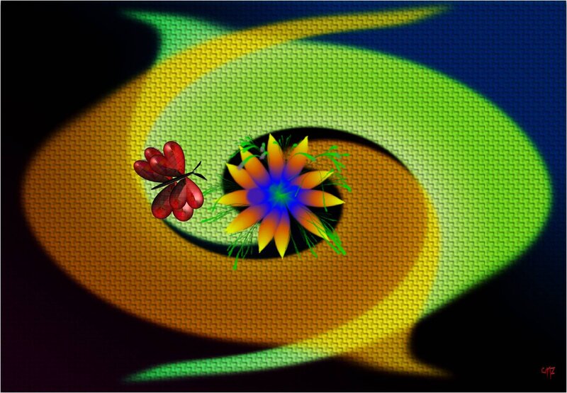 Colorful Flower and Butterfly