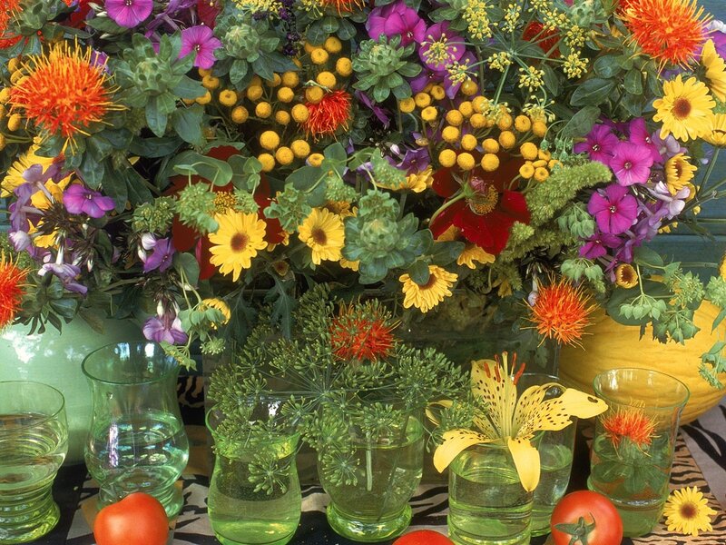 Colorful Flower Arrangement — Green, Vibrant