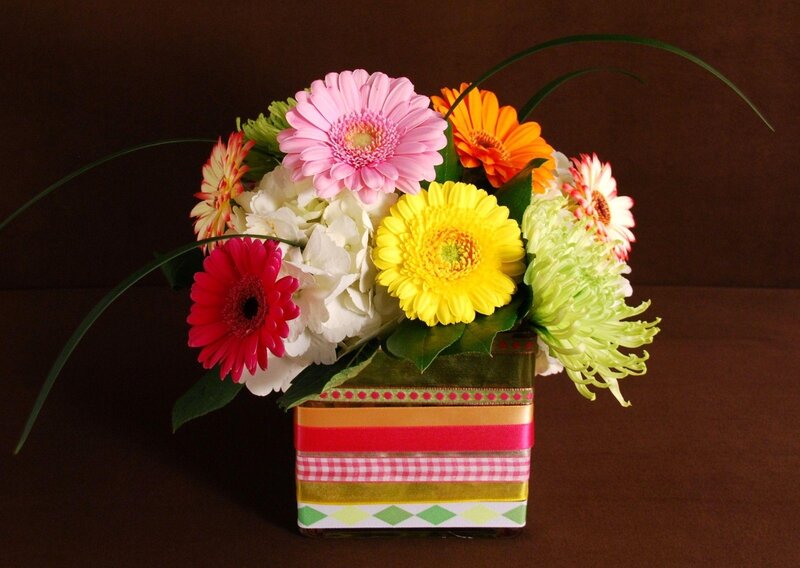 Colorful Flower Arrangement — Pink, Bright, Photograph, Flowers