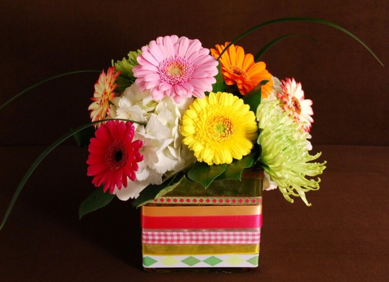 Colorful Flower Arrangement — Pink, Bright