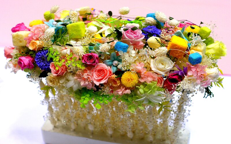 Colorful Flower Arrangement — Pink, Festive, Photograph