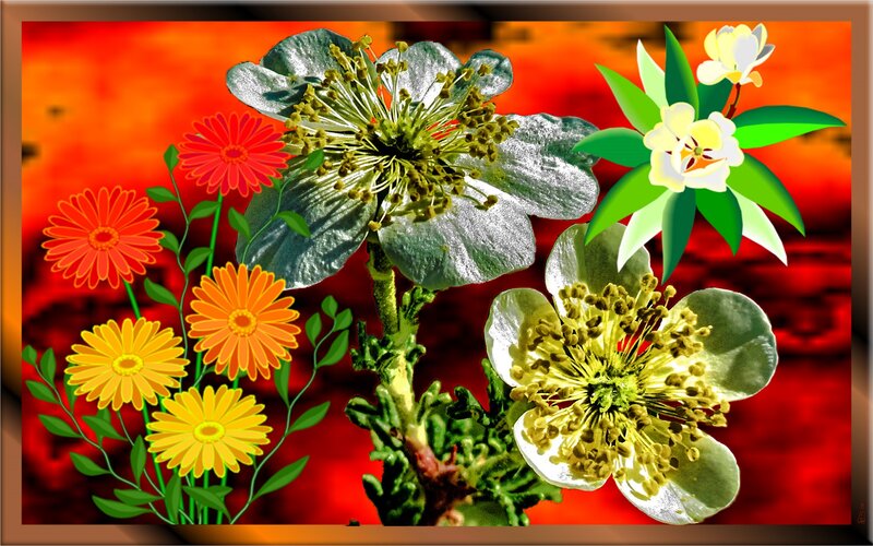 Colorful Flower Arrangement — Red, Vibrant, Digital Art