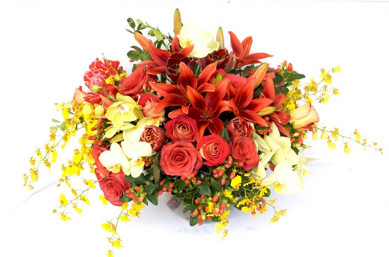 Colorful Flower Arrangement — Red, Vibrant
