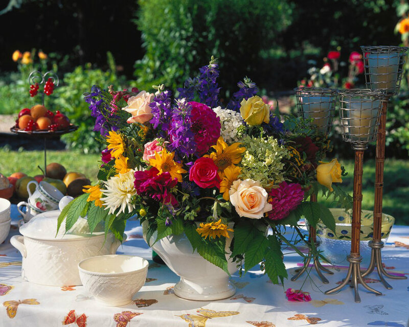 Colorful Flower Arrangement — White, Serene