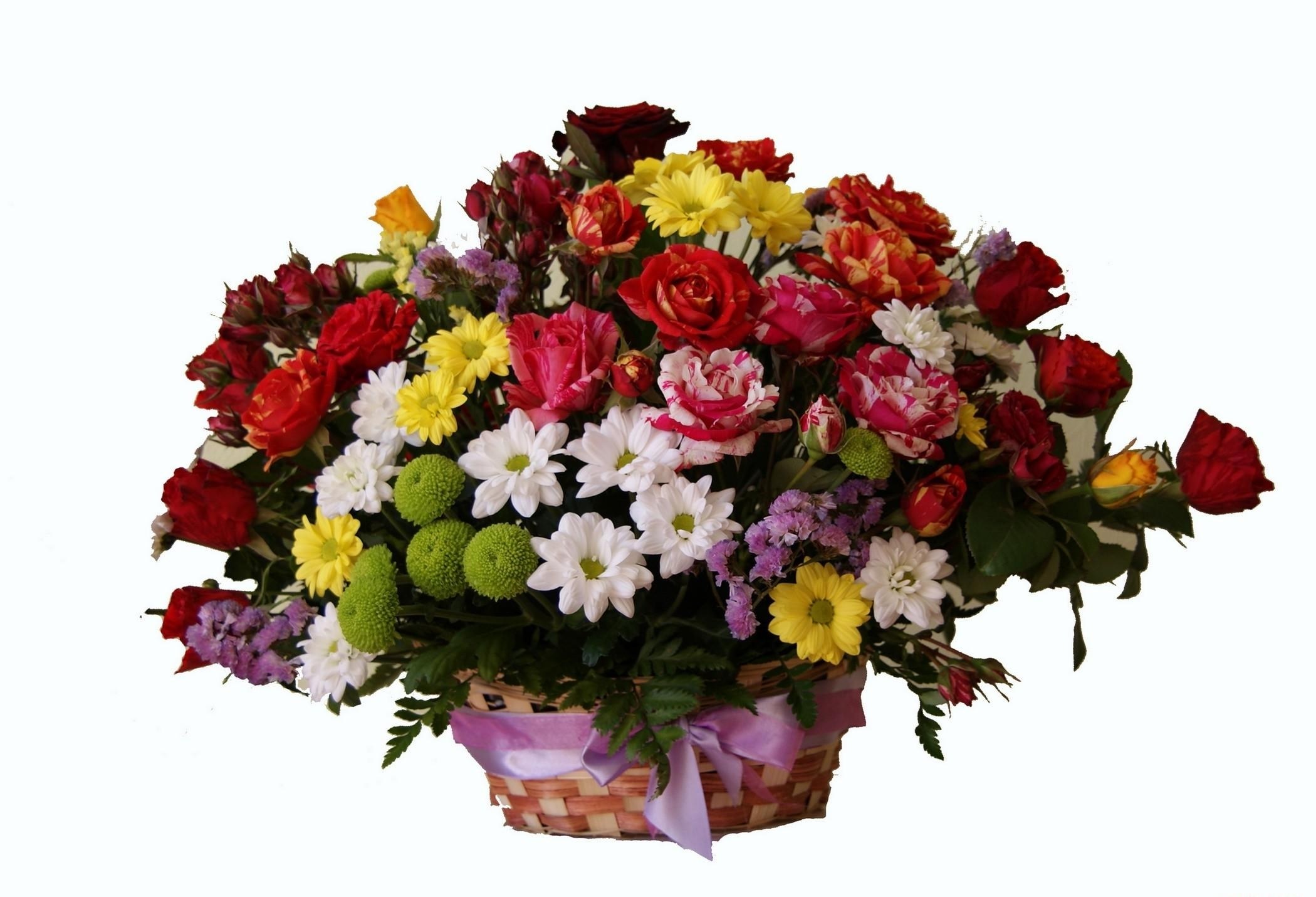Colorful flower basket arrangement