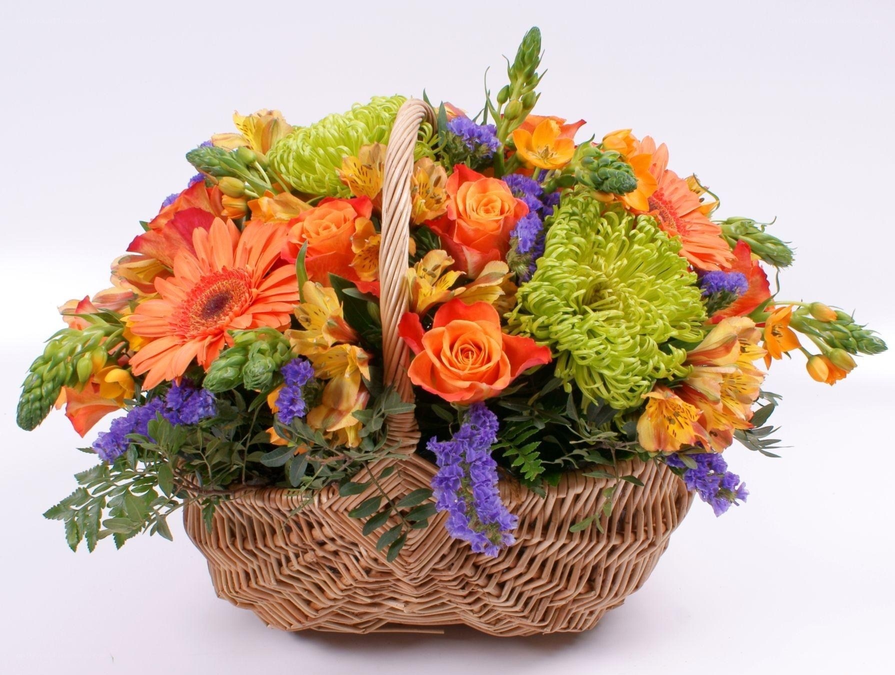 Colorful flower basket arrangement