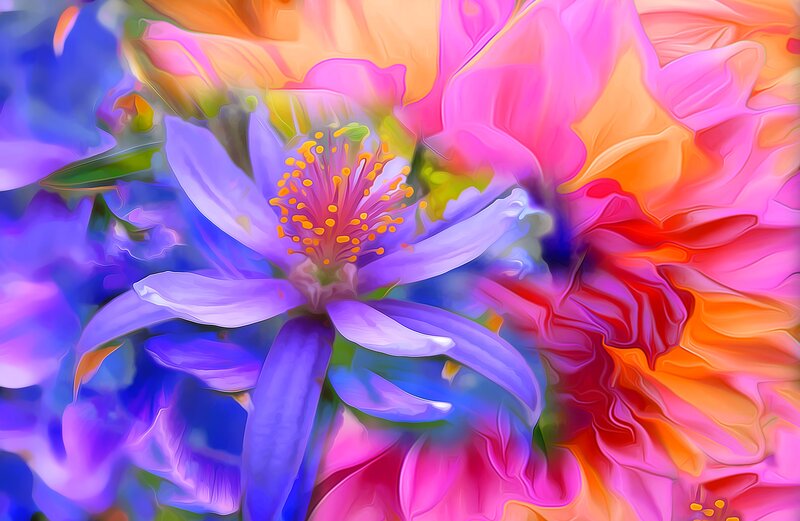 Colorful Flower Bloom — Purple, Vibrant, Digital Art