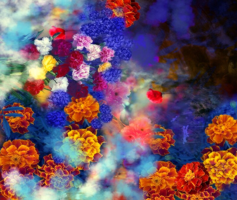Colorful Flower Bouquet — Blue, Dreamy