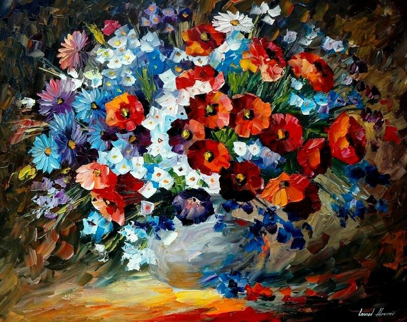 Colorful Flower Bouquet — Blue