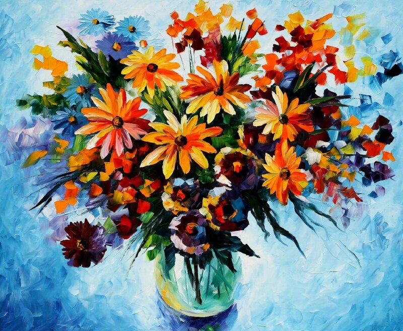 Colorful Flower Bouquet — Blue, Vibrant