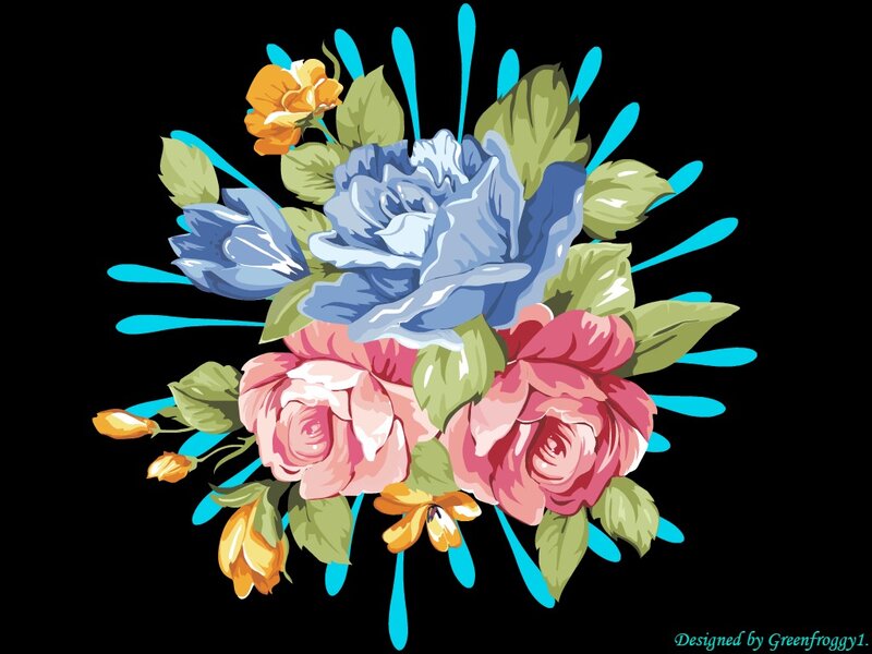 Colorful Flower Bouquet — Blue, Vibrant, Vector Art