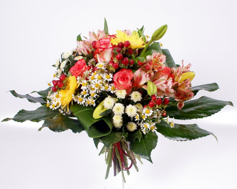 Colorful Flower Bouquet — Green, Festive