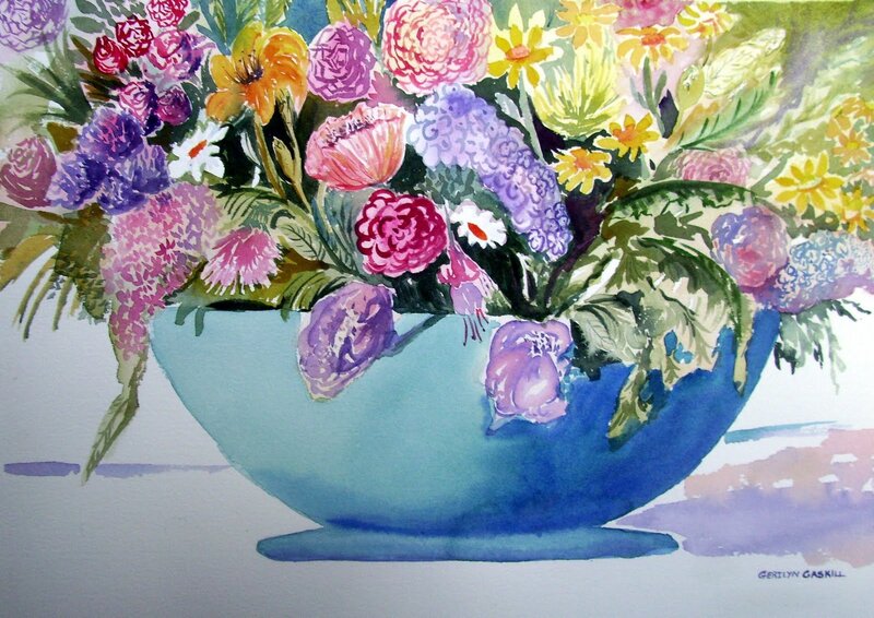 Colorful flower bouquet in a vase