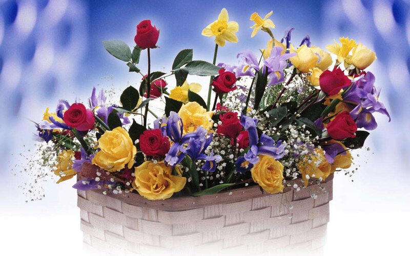 colorful flower bouquet in basket