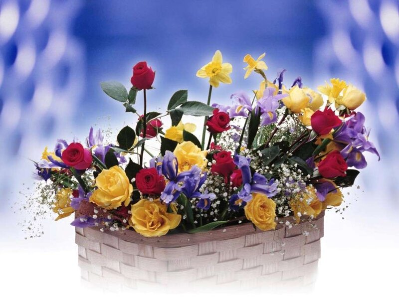 colorful flower bouquet in basket