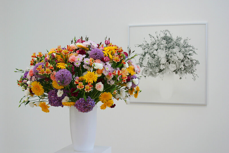 Colorful flower bouquet in gallery