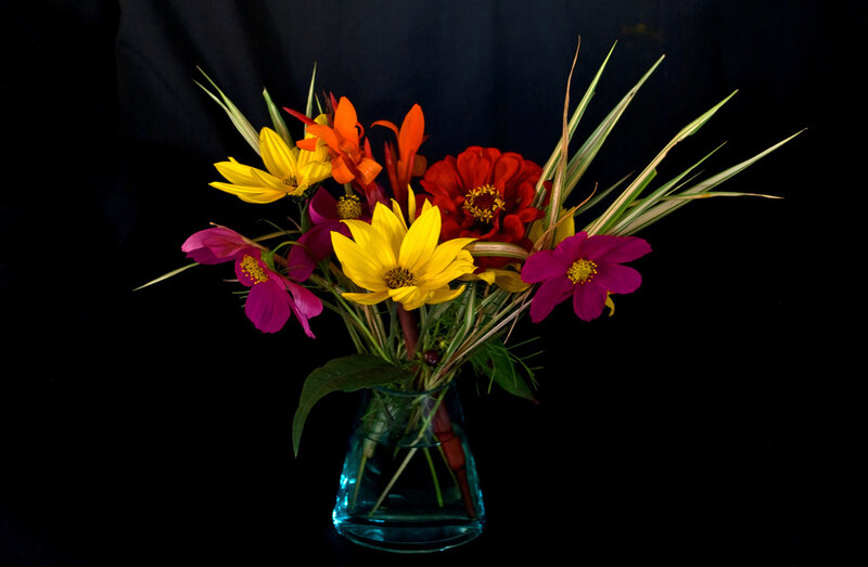 Colorful flower bouquet in vase