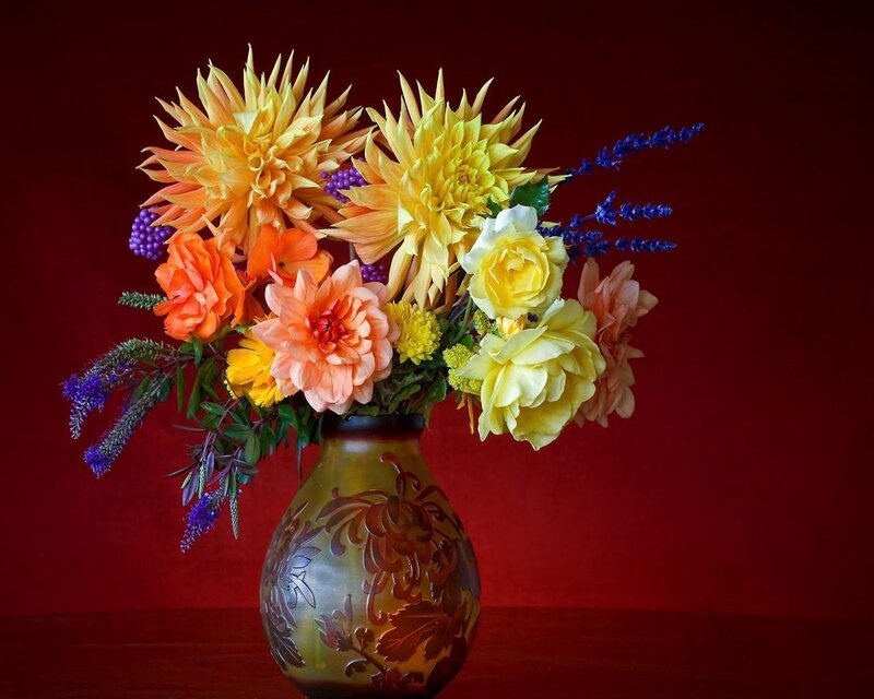 Colorful flower bouquet in vase