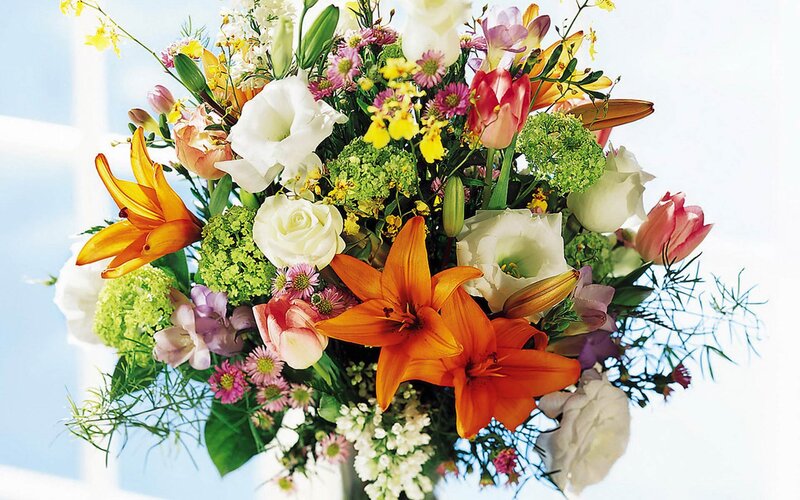 Colorful Flower Bouquet — Orange, Bright, Afternoon
