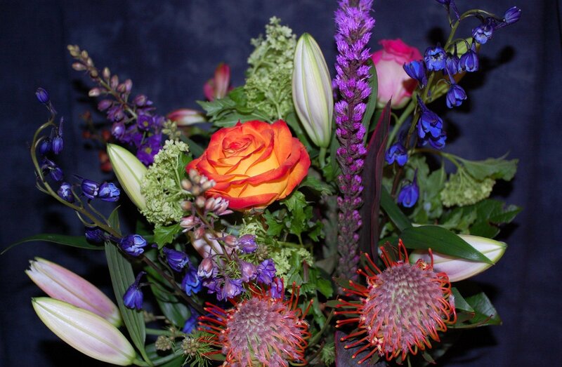Colorful Flower Bouquet — Orange, Vibrant, Photograph, Rose