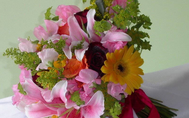 Colorful Flower Bouquet — Pink, Bright, Photograph, Roses