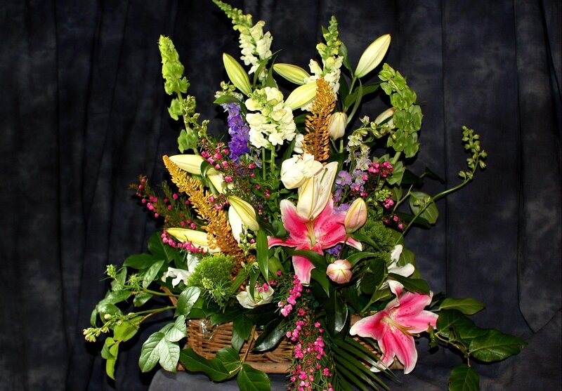 Colorful Flower Bouquet — Pink, Calm, Photograph, Lilies, Greenery