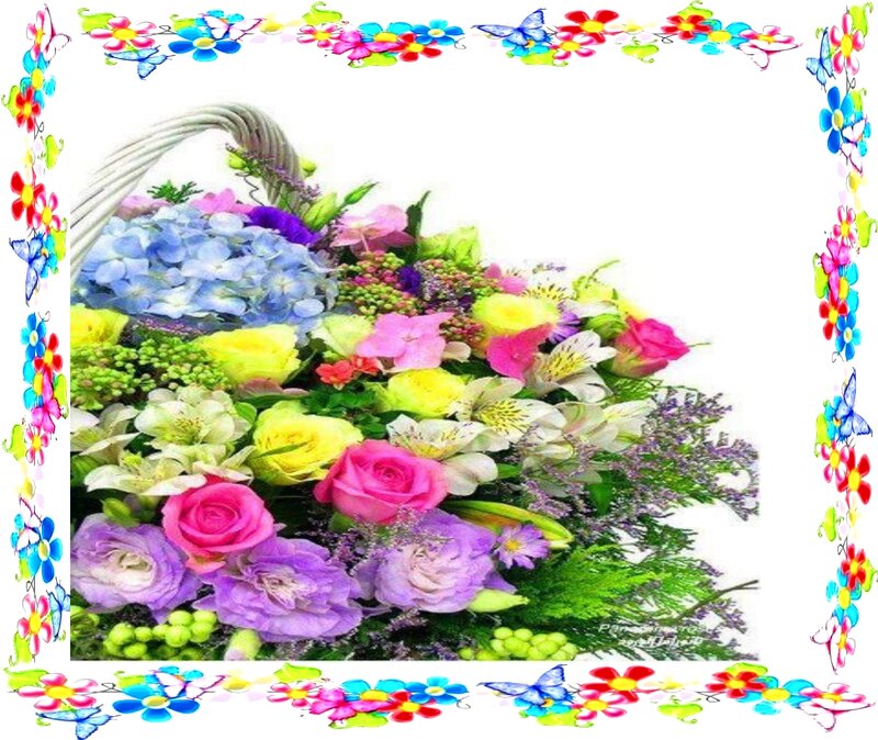 Colorful Flower Bouquet — Pink, Festive, Photograph, Basket