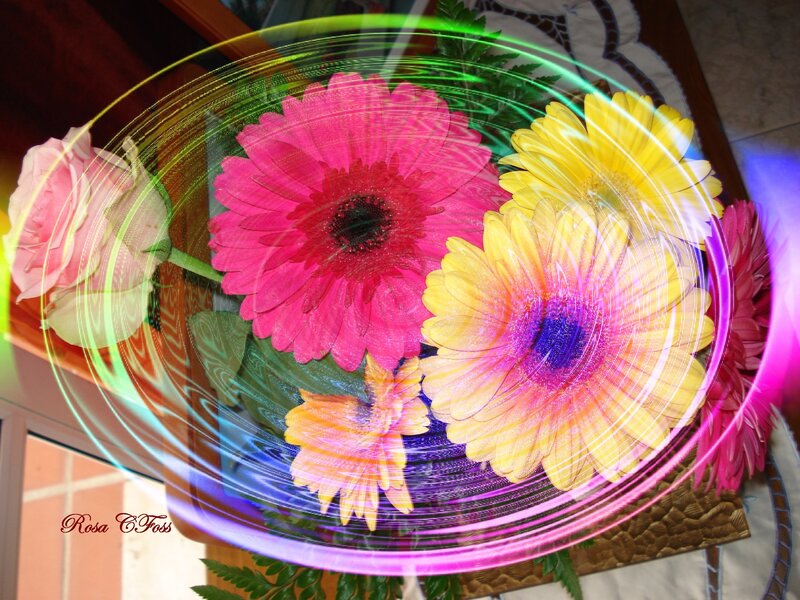 Colorful Flower Bouquet — Pink, Vibrant, Digital Art, Rose