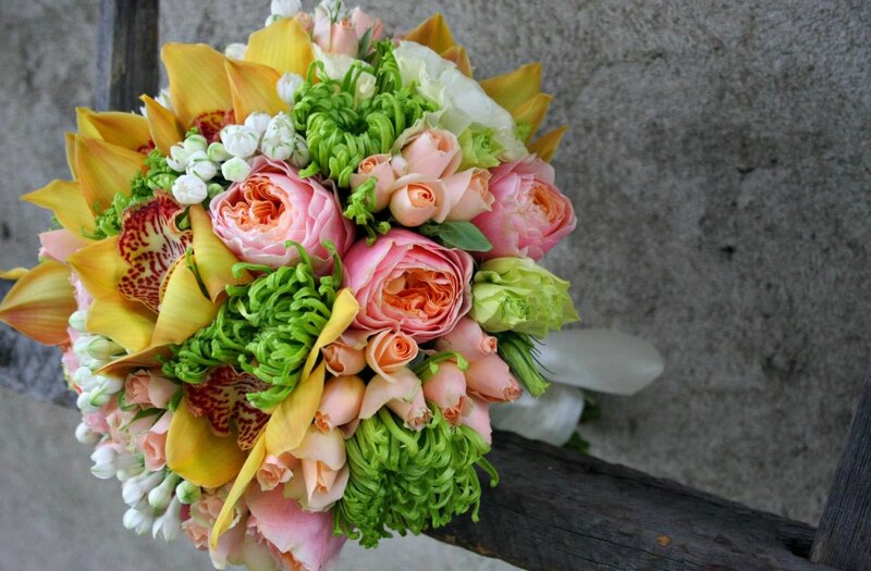 Colorful Flower Bouquet — Pink, Vibrant, Photograph, Orchids