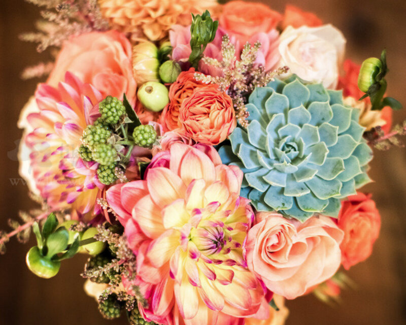 Colorful Flower Bouquet — Pink, Vibrant, Photograph, Succulent