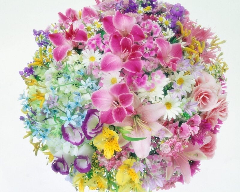 Colorful Flower Bouquet — Pink, Vibrant, Spring, Photograph, Lilies