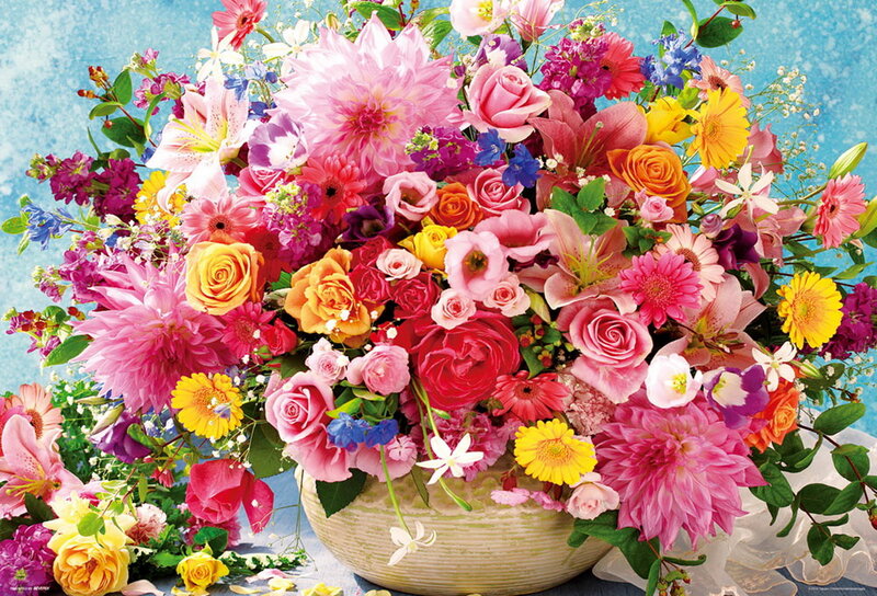 Colorful Flower Bouquet — Pink, Vibrant, Spring, Photograph, Vase