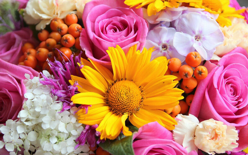 Colorful Flower Bouquet — Pink, Vibrant, Summer, Photograph