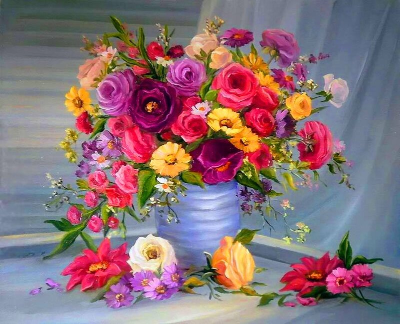 Colorful Flower Bouquet — Purple, Calm