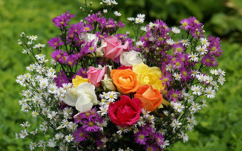 Colorful Flower Bouquet — Purple, Vibrant, Spring, Photograph