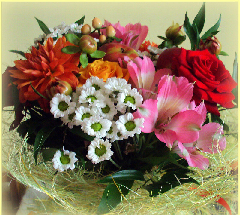 Colorful Flower Bouquet — Red, Festive, Photograph, Roses